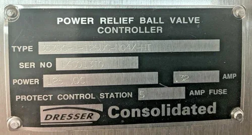 Dresser Consolidated Power Relief Ball Valve Controller 3539C-1-125DC-N04X-HT — product image 2 of 10