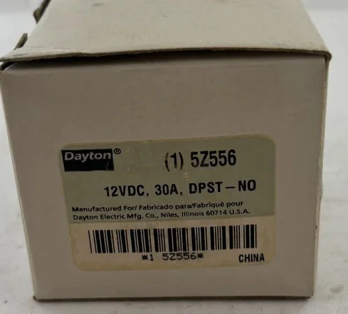 Dayton 5Z556 Power Relay, 12VDC, 30A, DPST-NO — primary product image