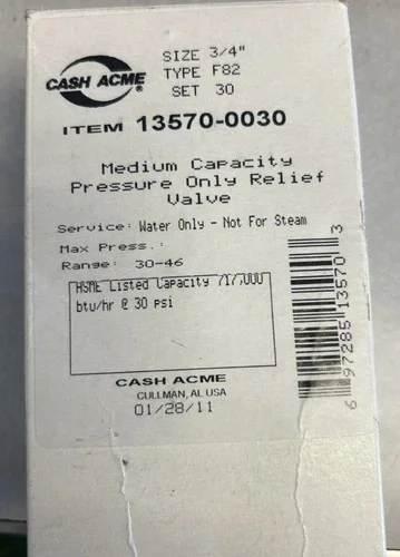Cash Acme F-82 Bronze Pressure Relief Valve, 3/4 Inch — product image 2 of 3