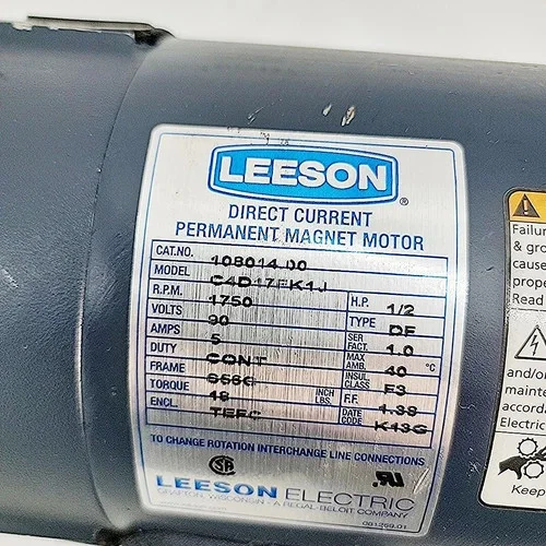 Leeson Direct Current Permanent Magnet Motor C4D17FK1J 1/2 HP — product image 4 of 4