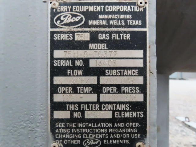 PECO Series 75H Horizontal Gas Filter Model 75H-8-FG372 — product image 7 of 15
