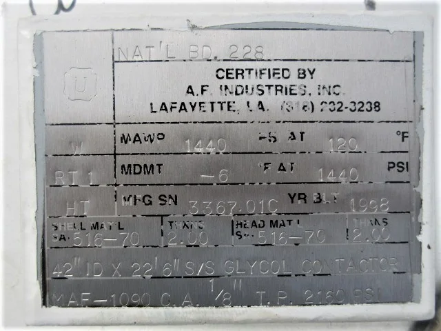 A.F. Industries 42" ID x 22'6" Packed Glycol Contactor Tower — product image 12 of 13