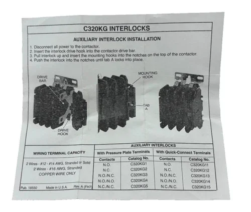 Eaton Cutler-Hammer C320KG5 Series A2 Side-Mounted Auxiliary Contact Block, 2 NC Contacts — product image 6 of 6