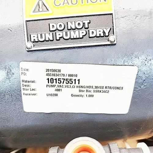 Vooner Flogard VG3 C-LC Single Stage Liquid Ring Vacuum Pump — product image 9 of 10
