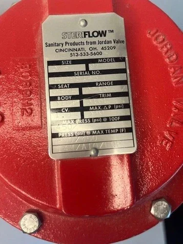 Steriflow 3/4" Jordan Valve Model 97 Stainless Sanitary Control Valve — product image 10 of 10