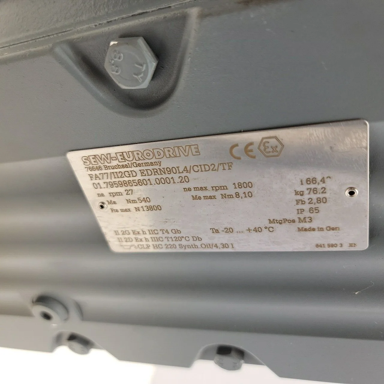 SEW-Eurodrive FA77/II2GD-EDRN90L4/CID2/TF Helical Gearmotor — product image 3 of 10