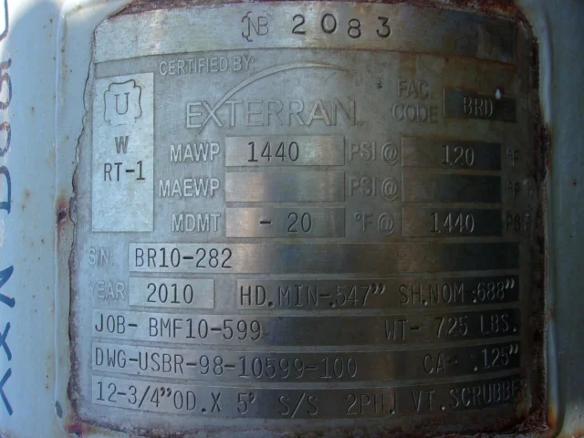 Exterran Vertical Gas Scrubber 12-3/4" OD x 5' S/S — product image 11 of 12