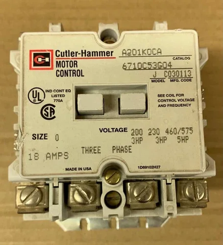 Cutler-Hammer A201K0CA Size 0 Motor Contactor — primary product image