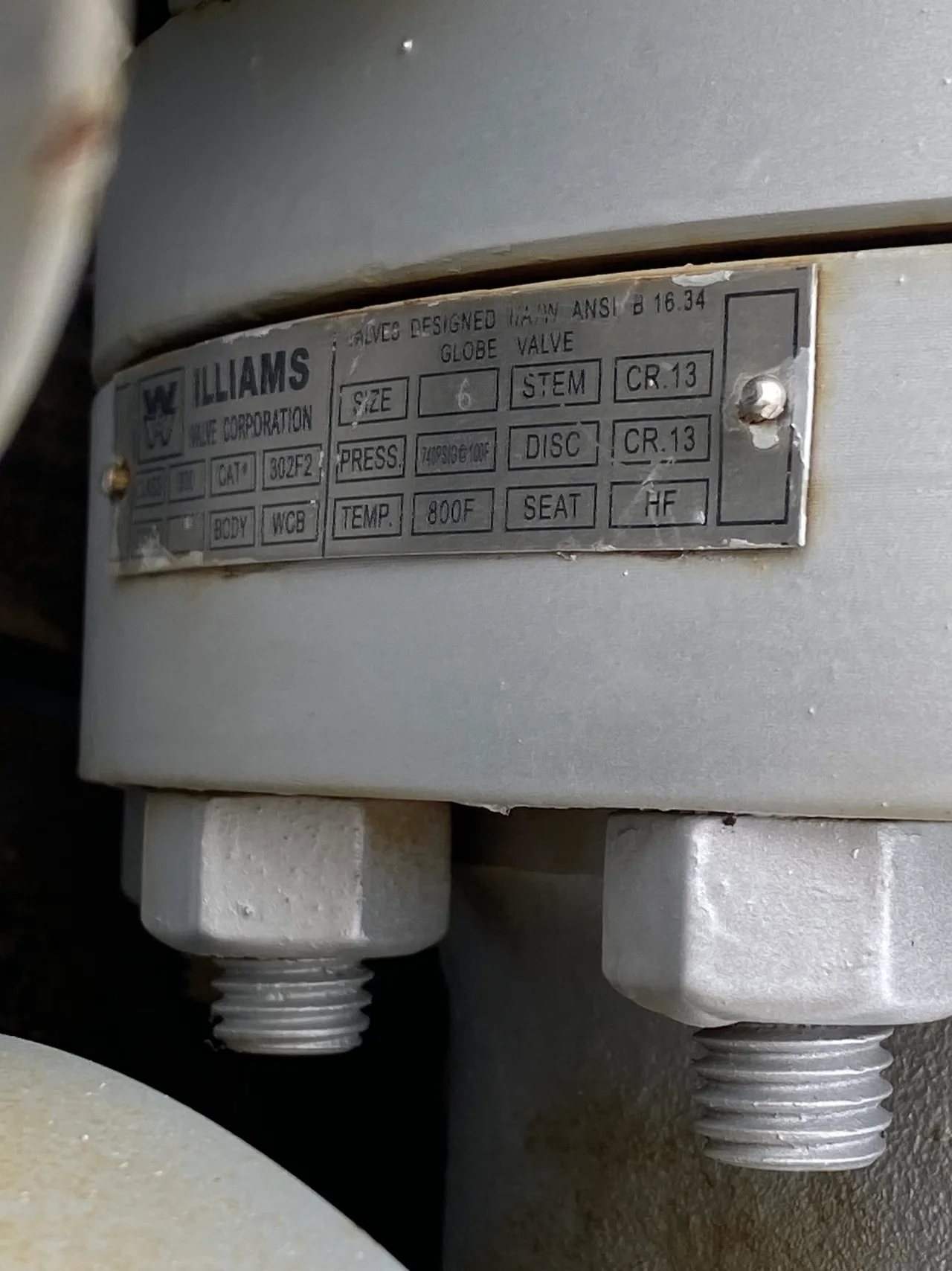 Williams Valve Corporation 6 Inch Class 300 Globe Valve — product image 2 of 3