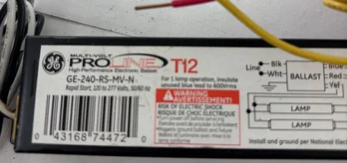 GE ProLine T12 Electronic Ballast GE-240-RS-MV-N — product image 4 of 5
