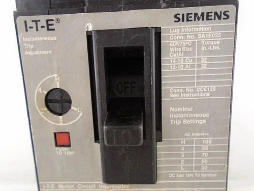 Siemens ITE ED63A010 Type ED6-ETI 3 Pole 10A 600 VAC Motor Circuit Interrupter — product image 3 of 8