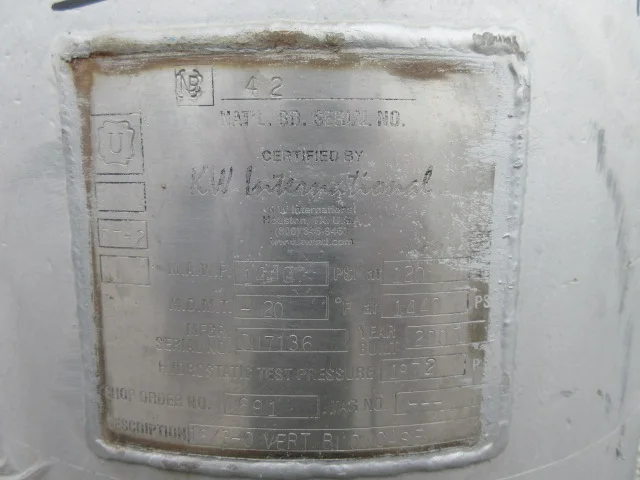 KW International 16" x 3' Vertical Blowcase Pressure Vessel — product image 5 of 6