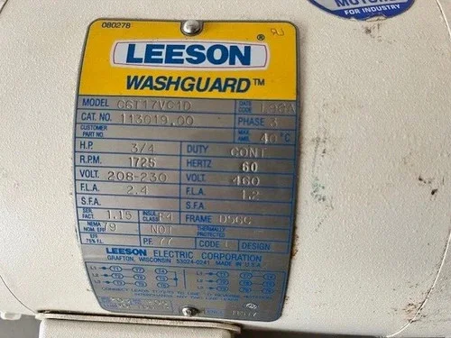 Leeson Washguard 3/4 HP Electric Motor G6T17VC1D — product image 2 of 4