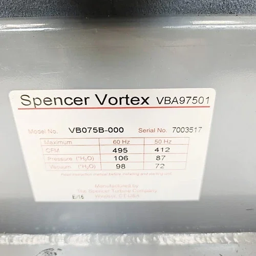 Spencer Vortex VB075B-000 Regenerative Blower 10 HP — product image 5 of 7
