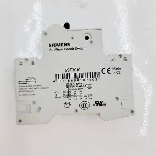 Siemens 5SY4102-7 Miniature Circuit Breaker with 5ST3010 Auxiliary Circuit Switch — product image 5 of 6