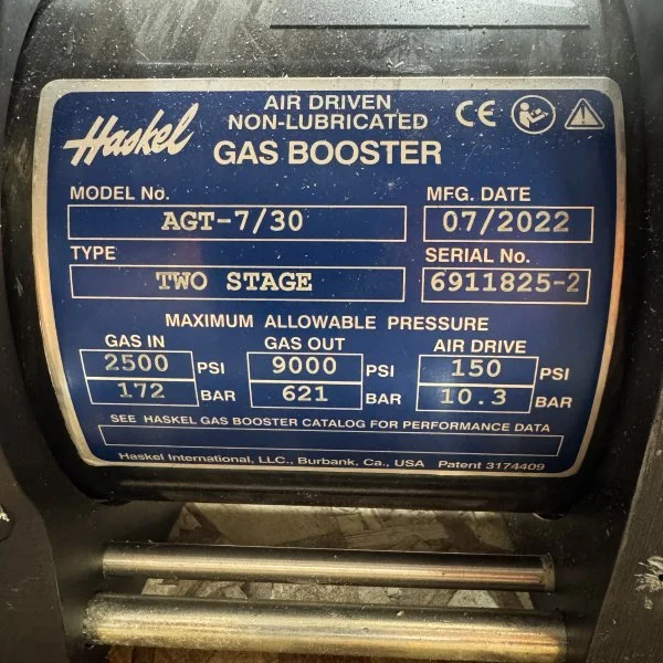 Haskel AGT-7/30 Air-Driven Two-Stage Gas Booster — product image 2 of 2