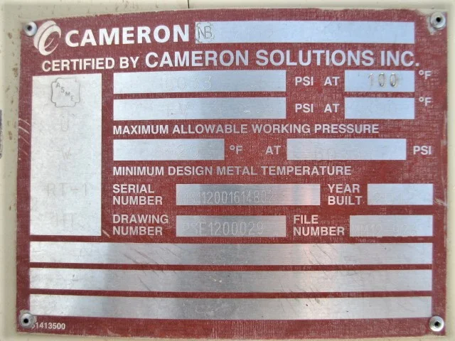 Cameron 20" x 5' High-Pressure Sand Trap Separator — product image 13 of 15