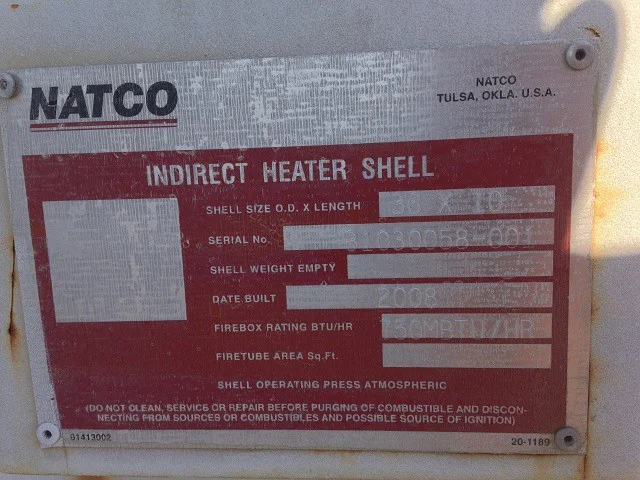 NATCO Indirect Fired Line Heater 36" x 10' 750,000 BTU/hr — product image 2 of 10