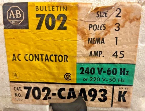 Allen Bradley Bulletin 702 NEMA 1 Enclosure for Size 2 AC Contactor — primary product image