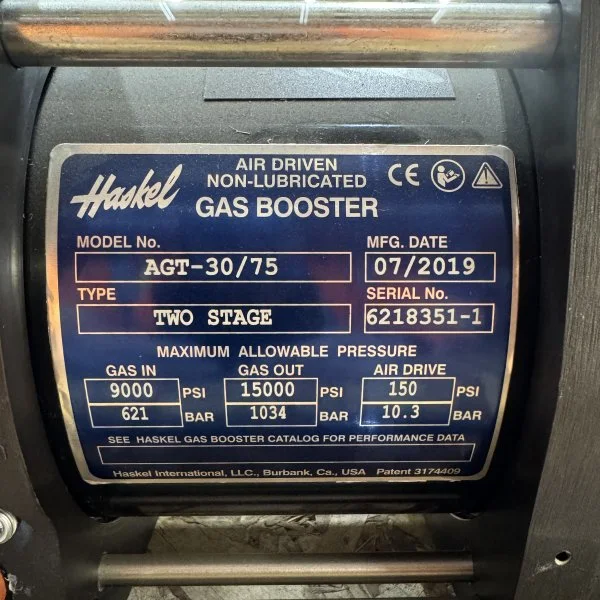 Haskel AGT-7/30 Air-Driven Two-Stage Gas Booster — product image 2 of 2