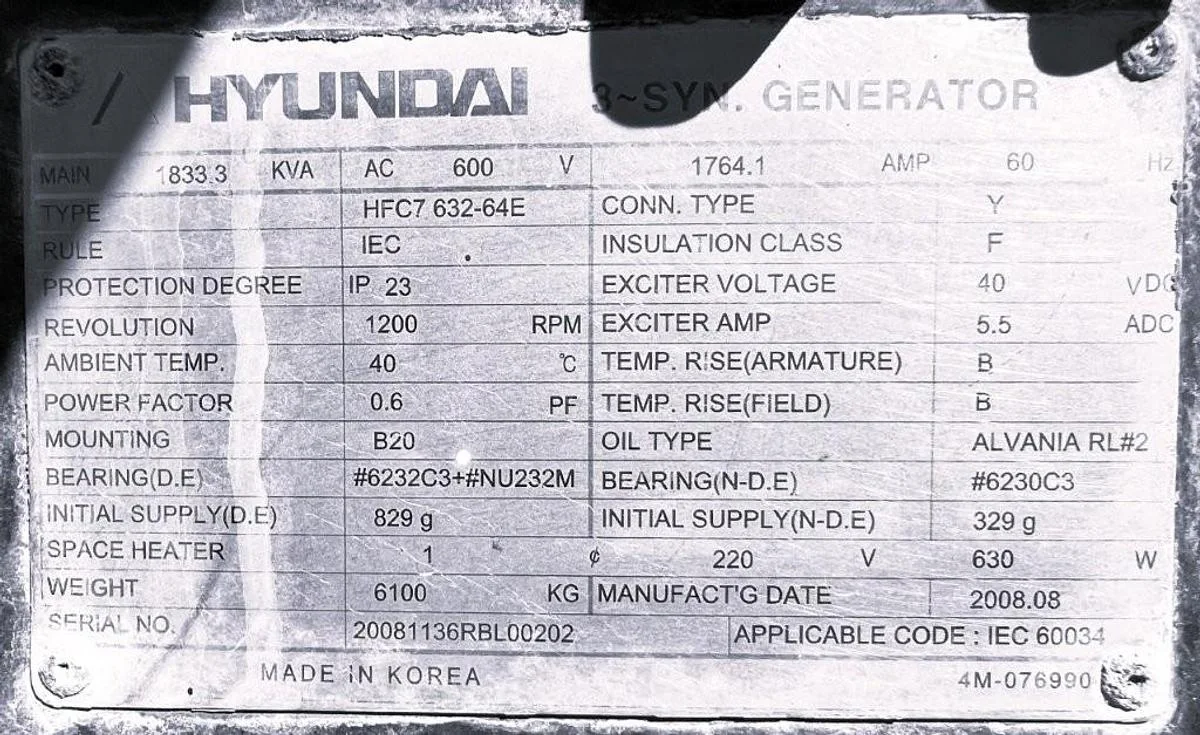 MTU 16V2000 1000 kW Diesel Generator Set with Stamford CC634C Alternator — product image 8 of 8