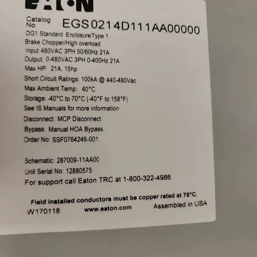 Eaton Enclosed DG1 Drive EGS0214D111AA0000 15HP — product image 8 of 12