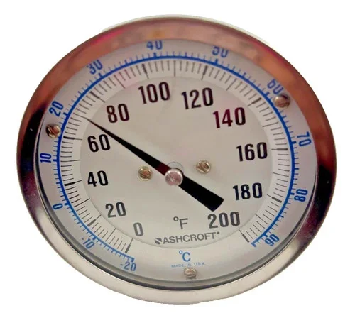Ashcroft 3" EI Series Bimetal Thermometer 30EI60E025 with 0-200°F / -20-90°C Range — primary product image