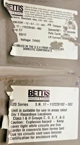 Bettis TorqPlus Electric Actuator EM820F-12-CT-11-001 — product image 6 of 8