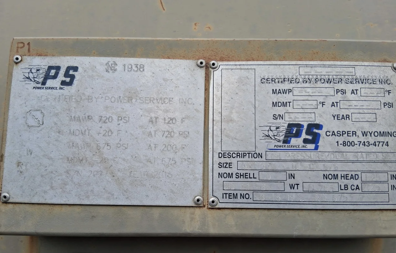 PS Power Service Fully Equipped 48x16 Separator Vessel Skid, 720 PSI MAWP — product image 3 of 7