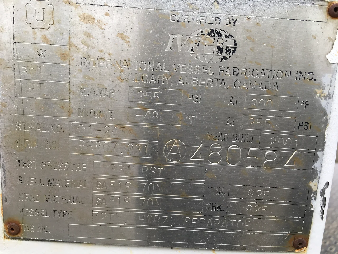 International Vessel Fabrication 6' x 20' Horizontal Separator Production Testing Unit — product image 13 of 13