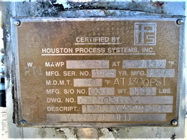 Houston Process Systems Vertical Guard Bed Vessel 18" OD x 47" S/S Model GMS-036-3A — product image 10 of 16