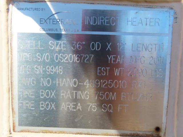 Exterran Indirect Heater 36" OD x 12' 750,000 BTU/hr — product image 5 of 12