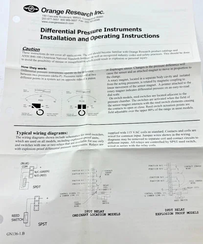 Orange Research 1201PG-1A-4.5B Differential Pressure Gauge — product image 5 of 5