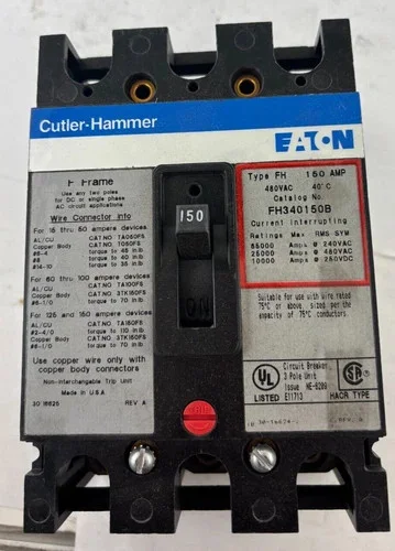 Cutler Hammer FH340150B 3-Pole 150A Molded Case Circuit Breaker — primary product image