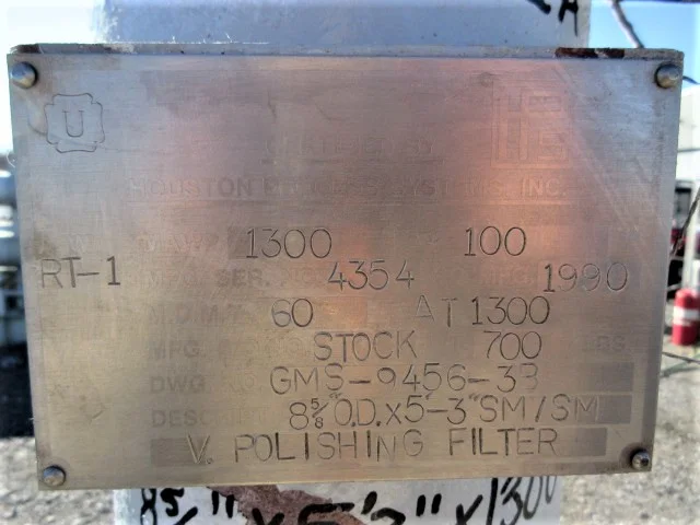 Houston Process Systems Vertical Polishing Filter GMS-9456-3B — product image 7 of 13