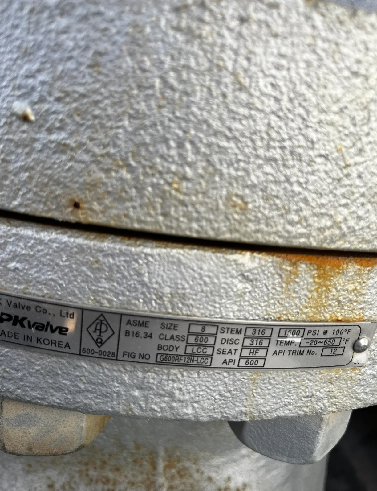 PK Valve 8-Inch Class 600 Cast Steel Gate Valve G600RF12N-LCC — product image 4 of 5