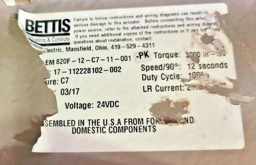 Bettis TorqPlus Electric Actuator EM820F-12-CT-11-001 — product image 4 of 8