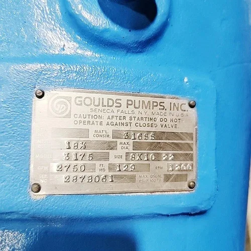 Goulds 3175 8x10-22 Paper Stock Process Pump 316SS — product image 14 of 16