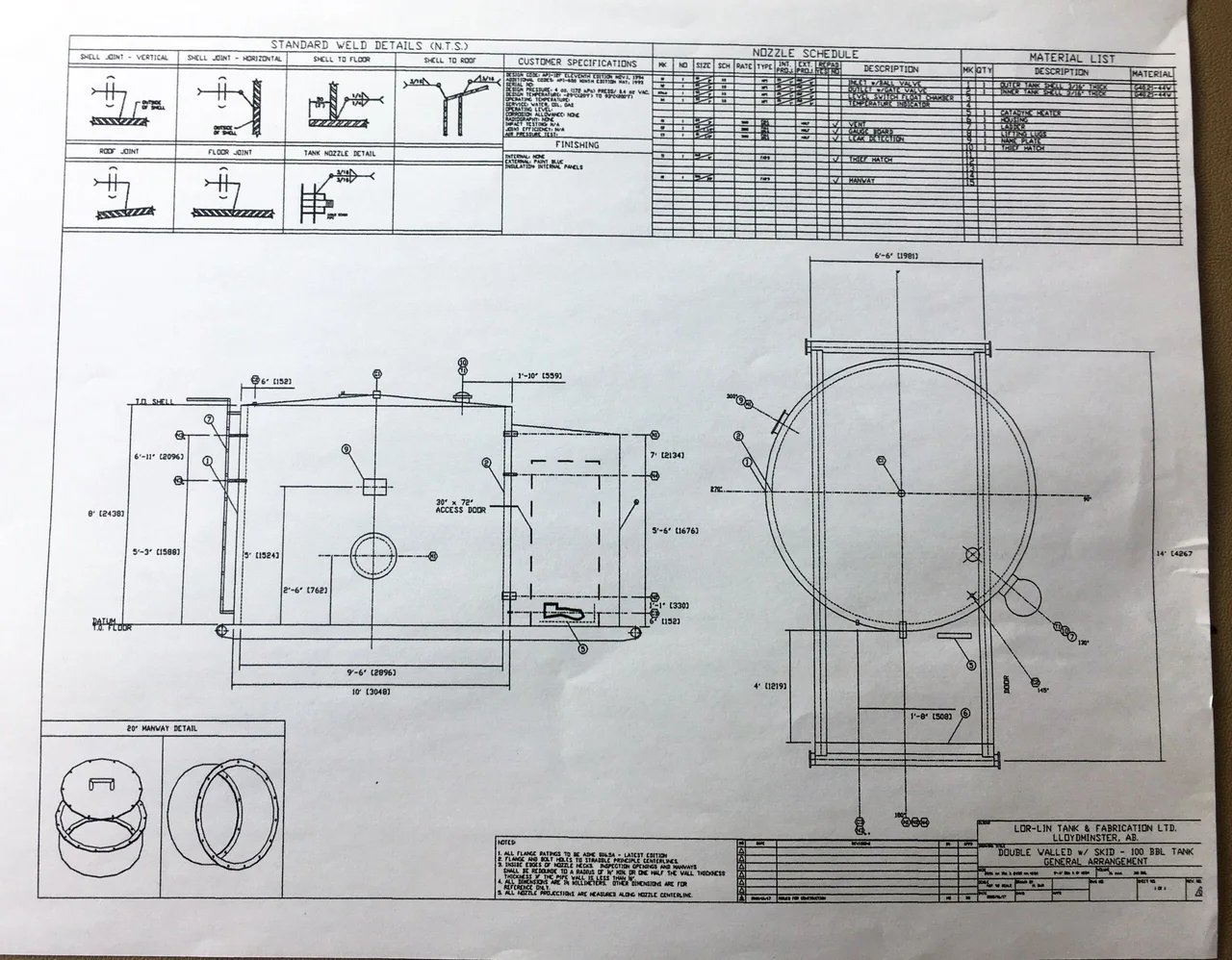 100 BBL Lor-Lin Double Wall Storage Tank — product image 4 of 6