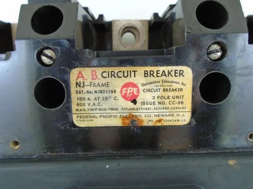 Federal Pacific NJ631150 150A 3-Pole 600VAC Circuit Breaker — product image 2 of 6