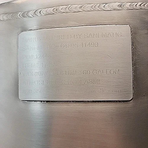 Sani-Matic Stainless Steel Full Jacket 60 Gallon Process Tank — product image 12 of 12