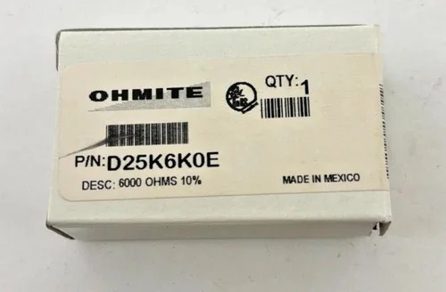 Ohmite D25K6K0E Adjustable Wirewound Resistor, 6000 Ohms, 25W — primary product image