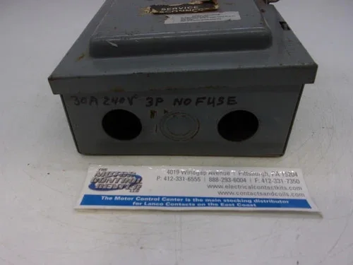 Cutler-Hammer DU361U Heavy Duty Safety Switch 30A 600V 3P Non-Fusible NEMA 1 — product image 8 of 8