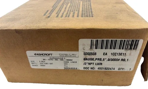 Ashcroft 1379 Duragauge Pressure Gauge 6" Dial 0-3000 psi 1/2" NPT Lower — product image 5 of 5
