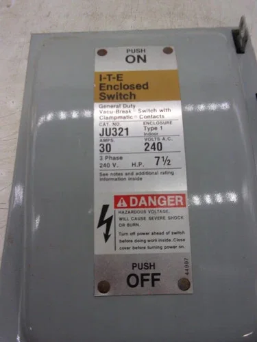 ITE JU321 Heavy Duty Safety Switch, 30A, 240V, 3 Pole, Non-Fusible, NEMA 1 — product image 2 of 8