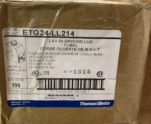 Thomas & Betts ETG24-LL214 Lay-In Ground Lug (Box of 100) — primary product image