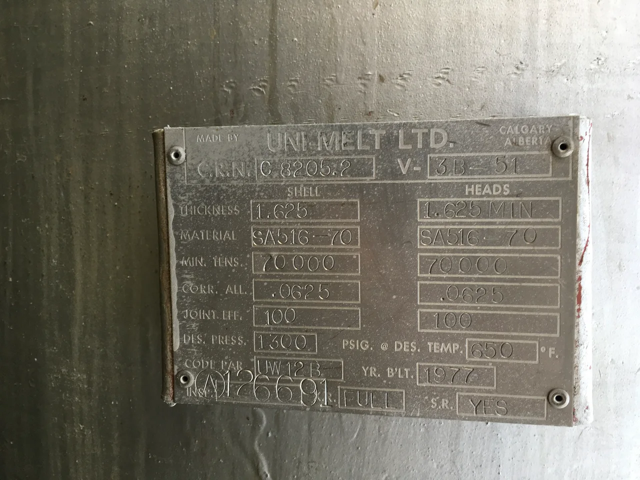 Uni-Melt Ltd. 42" x 16' Iron Sponge Pressure Vessel — product image 3 of 3