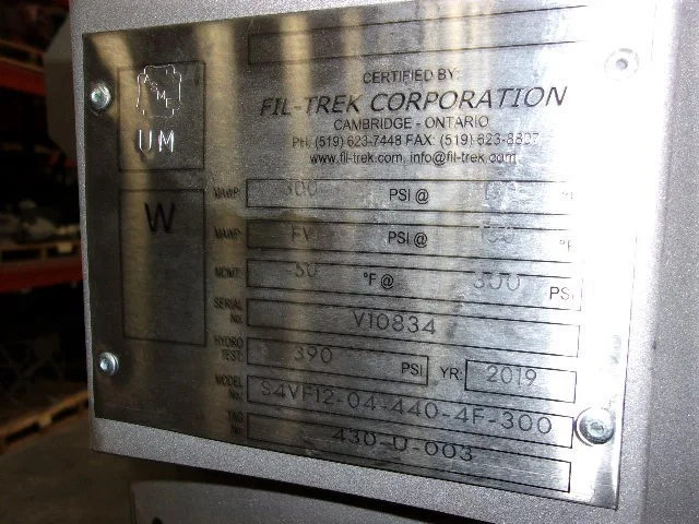 Fil-Trek S4VF12-04-440-4F-300 Vertical Filter Housing — product image 7 of 14