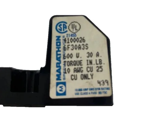 Marathon F30A3S 3-Pole Class H Fuse Block, 600V 30A — product image 3 of 5