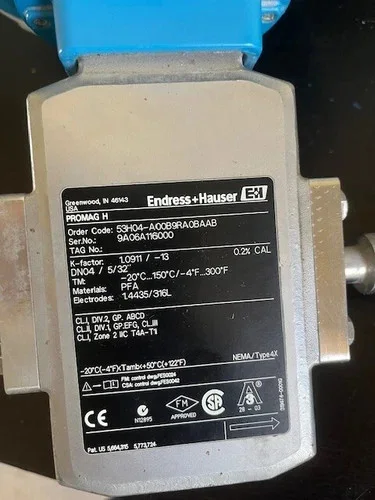 Endress+Hauser Promag 53H Electromagnetic Flow Meter, Model 53H04-A00B9RA0BAAB, DN 4 (5/32") — product image 3 of 5